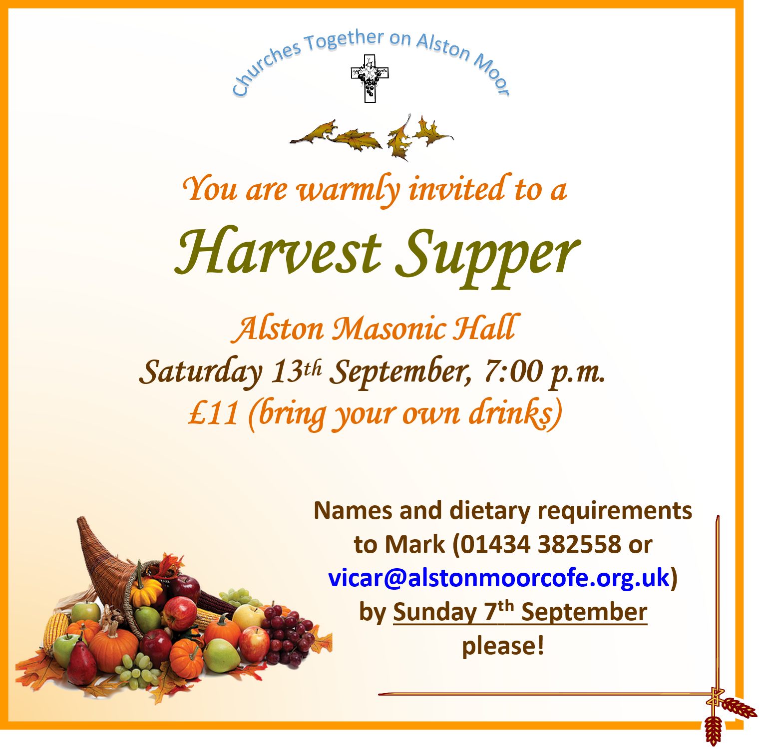Harvest Supper, 13th September 2025